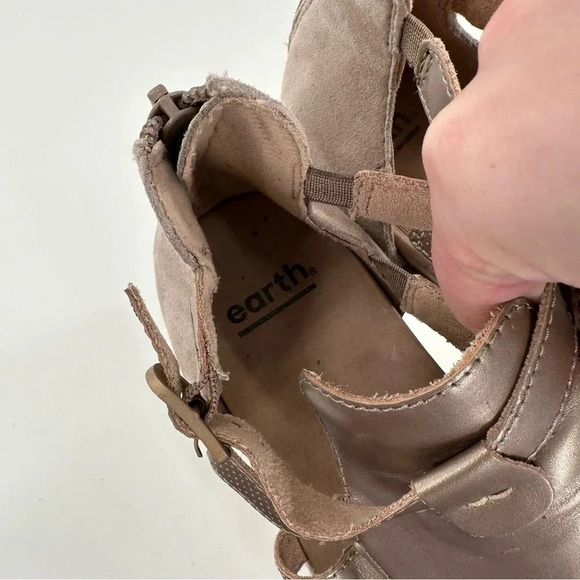 Earth womens platform sandals size 7.5 bronze leather beige suede Espadrilles - Picture 9 of 14